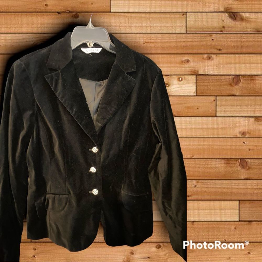 BEAUTIFUL Velvet Blazer Jacket w/Rhinestone Embellished Buttons